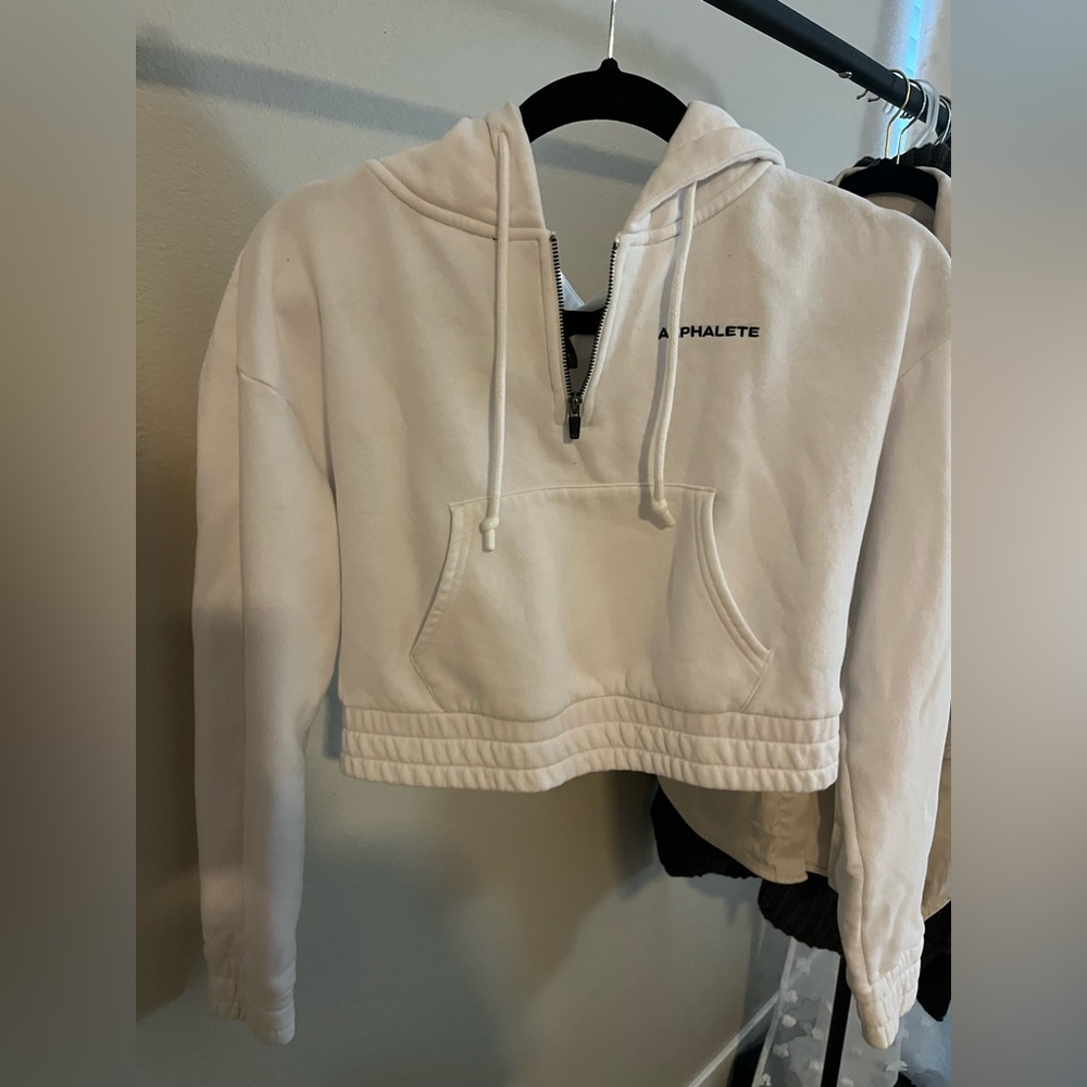 Alphalete White Crop Hoodie